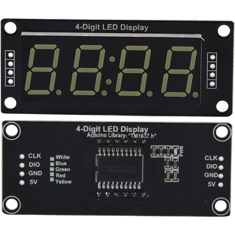 Module d'affichage LED, 4 chiffres, 7 segments, affichage blanc, compatible avec Arduino (bibliothèque TM1637.h) (1/5)