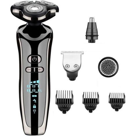 1 ensemble de rasoir électrique argenté pour hommes, tondeuse à barbe électrique 4D, tondeuse à cheveux pour adultes (1/4)