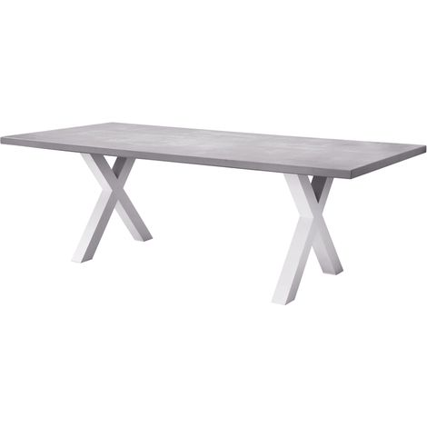 Tavolo rettangolare in alluminio bianco con top grigio 220 x 100 per giardino e spazi esterni (1/5)