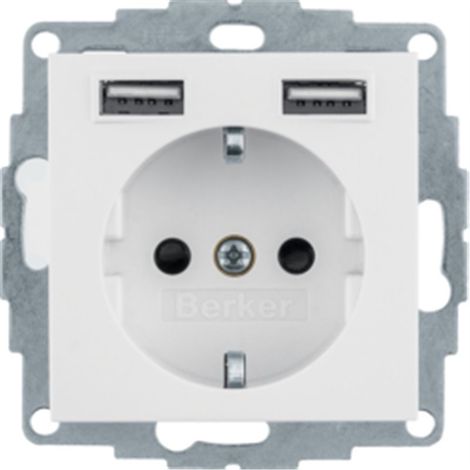 Berker S.1 toma SCHUKO USB blanca diseño moderno