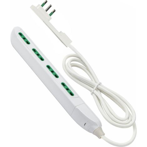 Fanton Multipresa SLIM 1,5 metri 4 prese bipasso, con spina grande CLOCK utile per posti stretti, dietro a mobili e comodini