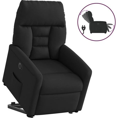 Relaxsessel mit Aufstehhilfe Elektrisch Schwarz Stoff
