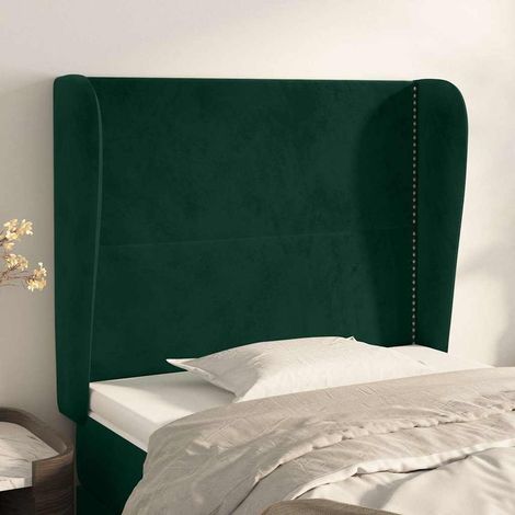 vidaXL Cabecero con orejas de terciopelo verde oscuro 93x23x118/128 cm (1/5)