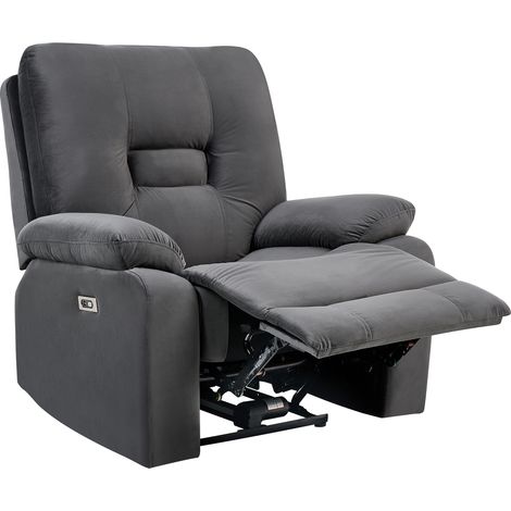 Sillón reclinable moderno de terciopelo reclinable eléctricamente gris oscuro Bergen