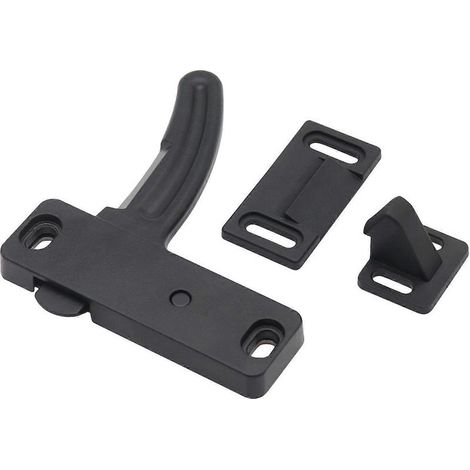 1 Loquet de porte moustiquaire, droit, alliage aluminium/ABS, noir, pour camping-car, caravane, remorque (1/4)