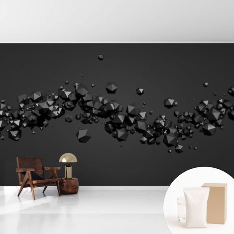Papier peint intissé décoratif pour chambre et salon Design moderne à poser facilement - Colle incluse gratuite Solides noirs 416x254 cm (1/5)
