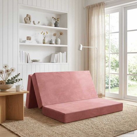 vidaXL Canapé-lit pliable 140 x 67 x 45 cm Rose (1/5)