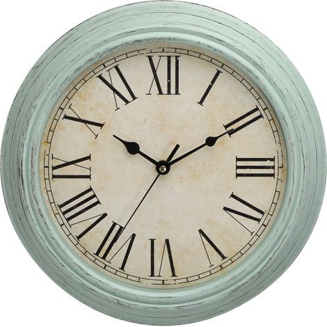 Horloge Murale - 30 Cm - Mouvement Silencieux Sans Tic-Tac - Cadran En Plastique Rigide Avec Chiffres Romains Verts - Pour Cuisine Salon Chambre Bureau - 1 Pièce (1/3)