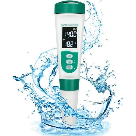 Testeur de qualité d'eau 5 en 1 avec fonction vocale - pH-mètre et TDS-mètre numériques - Mesureur de conductivité électrique et de salinité (1/5)