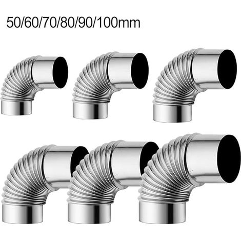 90 Degree Elbow Pipe Stainless Steel Elbow Pipe Stainless Steel Rain Pipe for Stove Ventilation (80mm) (1/3)