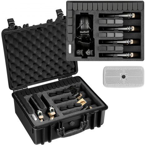 Estuche Rígido para Pistola con Revestimiento de Espuma XPE, Funda para 6 Pistolas, Resistente al Agua y Polvo con Interior Personalizable y Asa 475 x 415 x 215 mm, Negro, Cumple con la TSA (1/5)