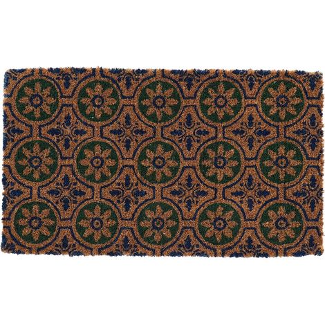 Paillasson en fibres de coco à motifs 75 x 45 cm Fleurs (1/4)