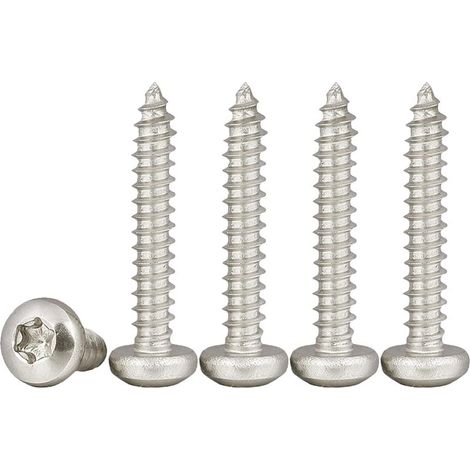INHHUB Wood Screws, M3x20mm 304 Stainless Steel Self-Tapping Screws Universal Torx 100 Pieces Full Thread Round Head Wood Screws-INHHUB (1/5)