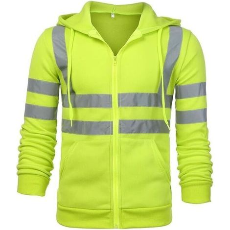 Sweat-shirt de sécurité à fermeture éclair et capuche, veste de travail réfléchissante, veste thermique polaire chaude – vert – 3XL – RAPANDA (1/5)
