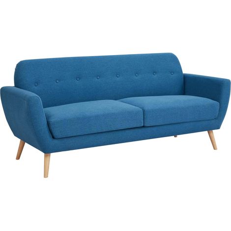 Divano da salotto 3 posti in tessuto con forma a conchiglia Blu Petrolio Loren (1/5)