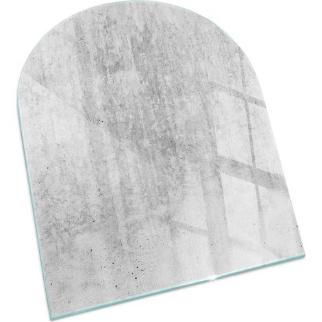 Funkenschutzplatte für Kamin Hitzeschutz Schutzplatte Hartglas Dekorative Glasbodenplatte Rohbeton-Textur 80x70 cm