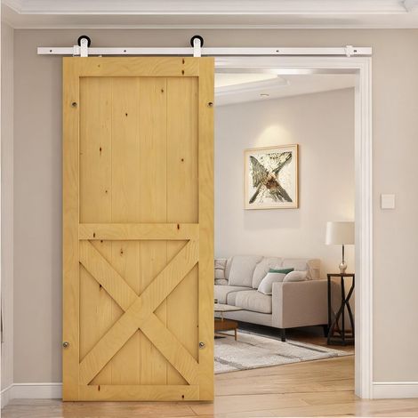 Rail coulissant 183 cm blanc acier carbone pour porte grange (1/5)