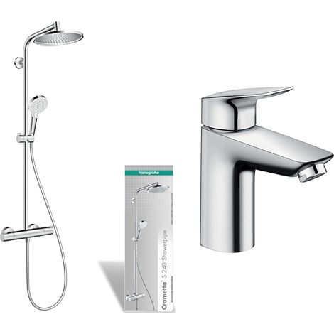 Colonne de douche avec mitigeur thermostatique, douche pluie 240 mm (1/5)
