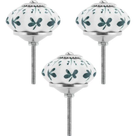 Lot de 3 poignées décoratives modernes à pousser et à tirer pour portes, tiroirs et meubles (vert foncé) (1/5)
