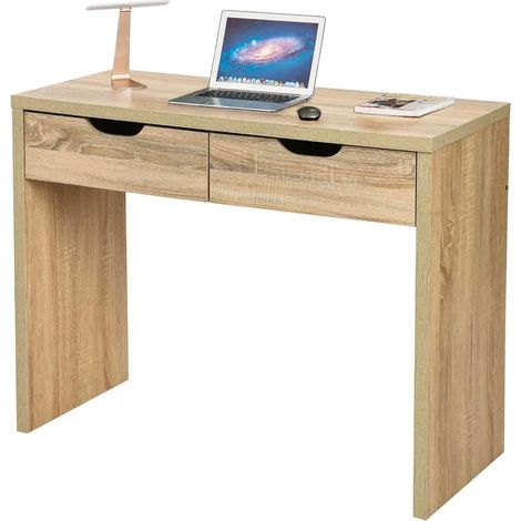 Console 2 tiroirs en chêne Naturel - Style élégant et Fonctionnel dans Un Seul Meuble pour la Maison ou Le Bureau (1/5)