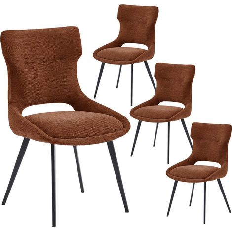 AMANDA - Lot de 4 Chaises Tissu Coloris Terracotta (1/5)