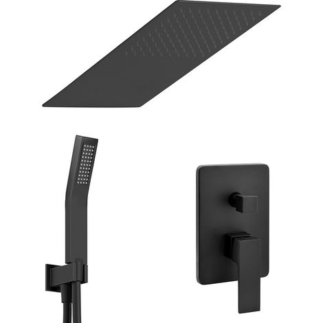 Set doccia incasso Kubo nero opaco con soffione a muro 25x52 e kit doccia (1/5)