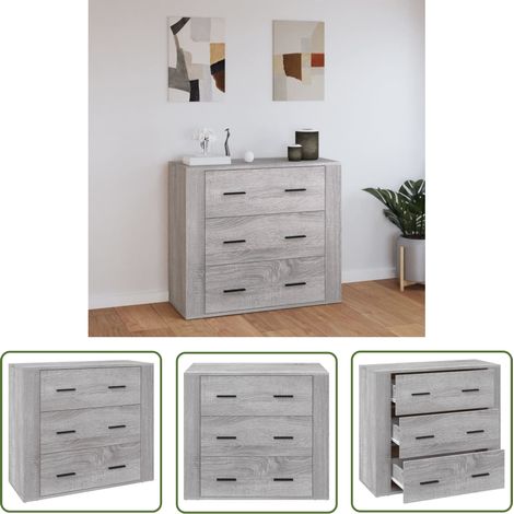 The Living Store Buffet Sonoma gris 80x33x70 cm Bois d'ingénierie - Buffet - Commode - Rangement - Cuisine - Salon (1/5)