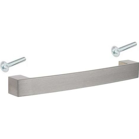 Möbelgriff aus Metall in Edelstahloptik, 146 mm – 128 mm Mittenabstand – 28 mm Höhe – Schrauben inklusive, für Schublade, Schrank oder Kommode (1/4)