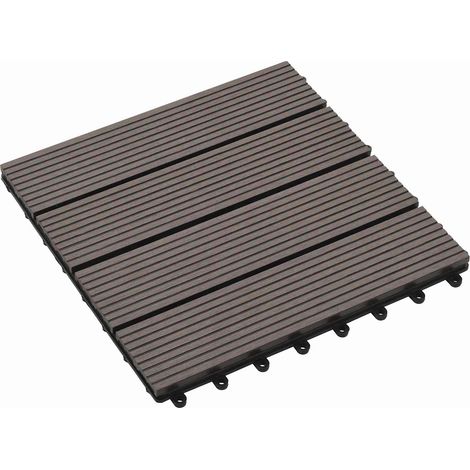 Terrassenfliese 11 pcs Dunkelbraun 30 x 30 cm WPC vidaXL