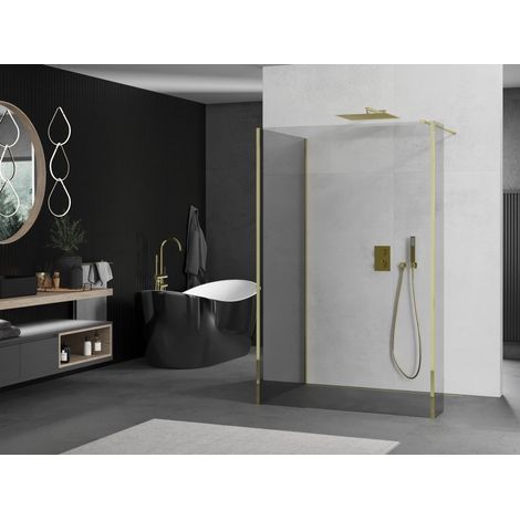 Mexen Kioto Walk-in Duschwand 110 x 70 x 30 cm, transparent, gold - 800-110-070-221-50-00-030 (1/5)