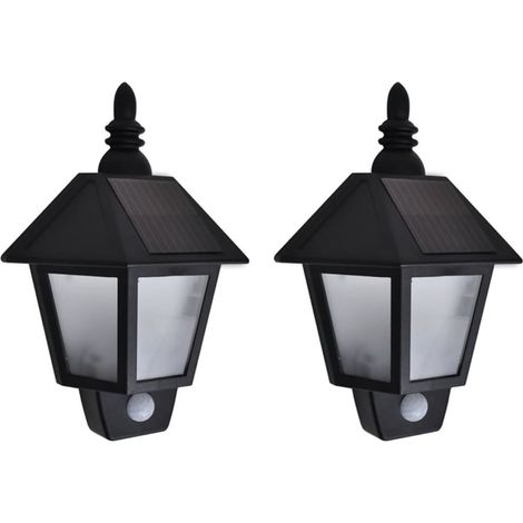 Lot de 2 Appliques murales solaires Lampe murale Lampe de jardin avec capteur de mouvement Noir 32444 (1/5)