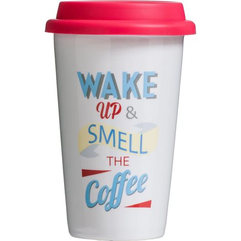 Premier Tazza da Viaggio Wake Up, Porcellana/Silicone, Multicolore, 9 cm (1/3)