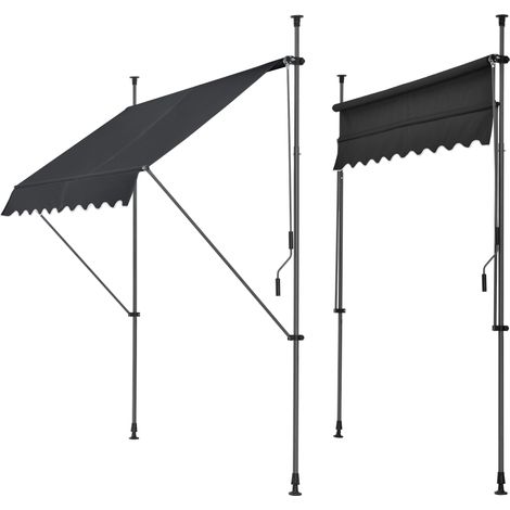 Tenda telescopica in acciaio poliestere 250 x 120 x 200-300 cm nero 030008329