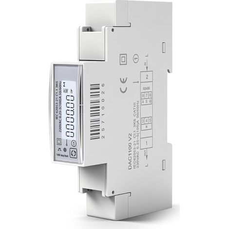 Compteur electrique 100A compteur d'énergie monophasé RS485 Modbus RTU AC230V mesure consommation électrique écran LCD 1000 imp/kWh Numérique Rail DIN DAC1100V2 (1/5)