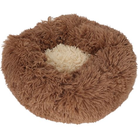 Panier pour chat chaud, respirant et auto-chauffant, en peluche moelleuse, panier rond pour chien, couleur café, 40 cm (1/5)