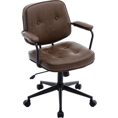 Wahson Chaise de Bureau Pivotante en Similicuir, Moderne Fauteuil Bureau Réglable en Hauteur Chaise à roulettes pour Bureau/Travail, Marron (1/5)
