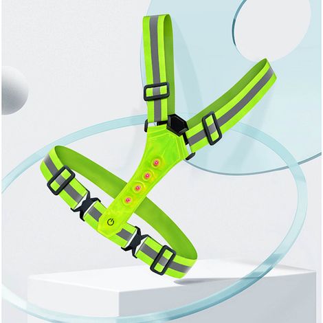 Gilet de sécurité réfléchissant avec LED haute luminosité, sangles réfléchissantes réglables, fonctionne sur piles, couleur vert fluorescent. (1/5)