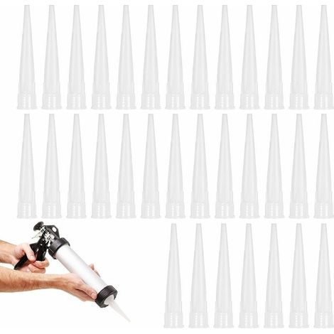 40pcs Silicone Gun Nozzle Nozzles, Replacement Cartridge Nozzles for Silicone Adhesive Sealant with Plastic Scraper for Caulking Extensions and Caulking (1/5)