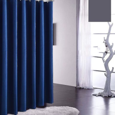 Rideau de douche imperméable Salle de bain, voile de douche bleu marine 150x180cm, anti-humidité, tissu lavable, fixations incluses (1/2)