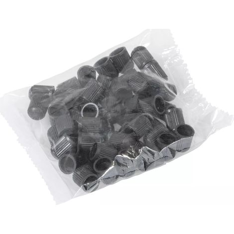 TAPA DE VÁLVULA DE PLÁSTICO NEGRO, 50 PIEZAS, TUERCA DE VÁLVULA DE RUEDA DE AUTOBÚS (1/4)