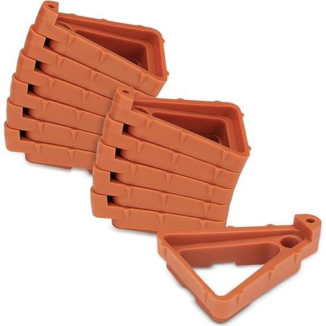 Ensemble de 12 pièces grand support de pot de fleurs – tapis de pot invisible haut, support empilable pour pot de fleurs intérieur et extérieur (rouge brique) (1/5)