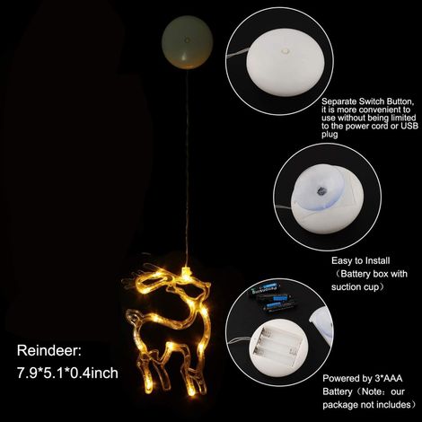 Guirlande lumineuse LED à ventouse pour fenêtre, lustre, lampe décorative pour rideaux et décorations de Noël (1/5)