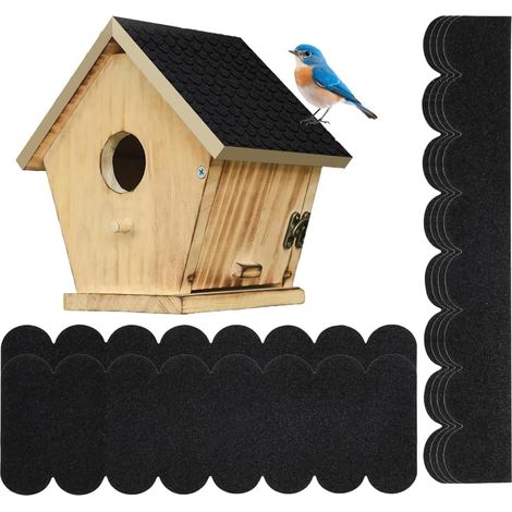 Mini-Dachschindeln zum Selbstkleben, 32 Stück Bitumen-Dachschindeln, wasserdichte selbstklebende Dachpappe, Bitumen-Dachpappe für Vogelhäuser, Kaninchenställe, Baumhäuser (1/5)