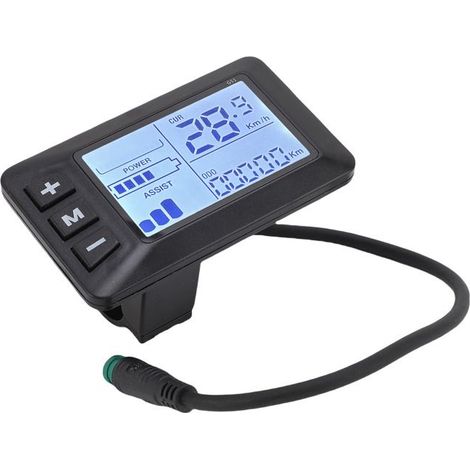 Compteur d'affichage pour vélo électrique - SALALIS - Écran LCD - Connecteur anti-pluie 5 cœurs - Écran intelligent - Noir
