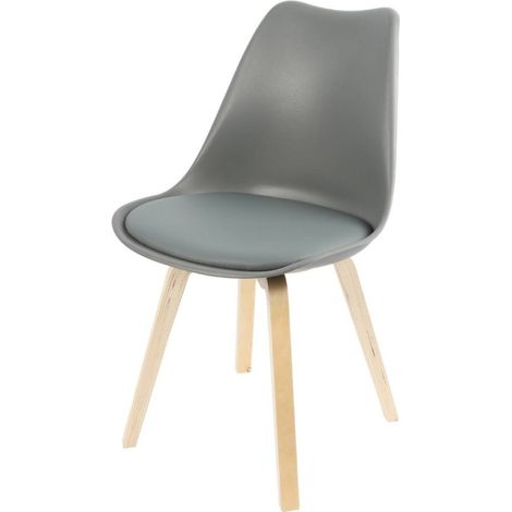 Chaise scandinave grise avec coussin (1/3)