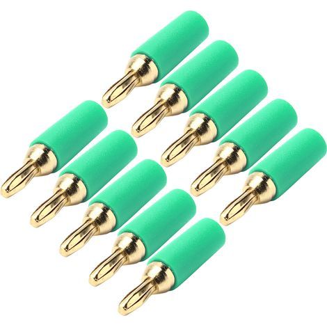 10 Pieces 2.5mm Gold Plated Brass Banana Plug Solder Type Male Connector Accessory Set Green Kit