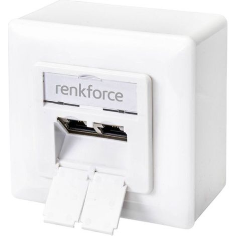 Prise réseau montage apparent CAT 6 à 2 ports, blanc pur, modèle Y160372 – boîtier plastique haute qualité (1/4)
