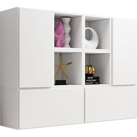 Conjunto de armarios Corbele 124, Blanco, 113x150cm, Número de puertas: 039cm, Aglomerado laminado, MDF