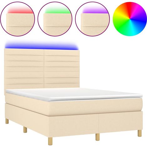 Maison Exclusive - Boxspringbett mit Matratze & LED Creme 140x200 (1/5)