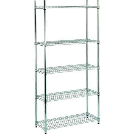 Meuble à étagères chromé 5 étagères - 90x35x180 cm (1/3)